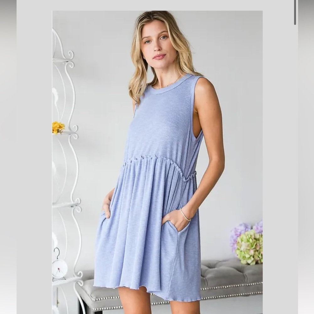NWT HEYSON Hyacinth Garden Slub Rib Knit Babydoll Dress.